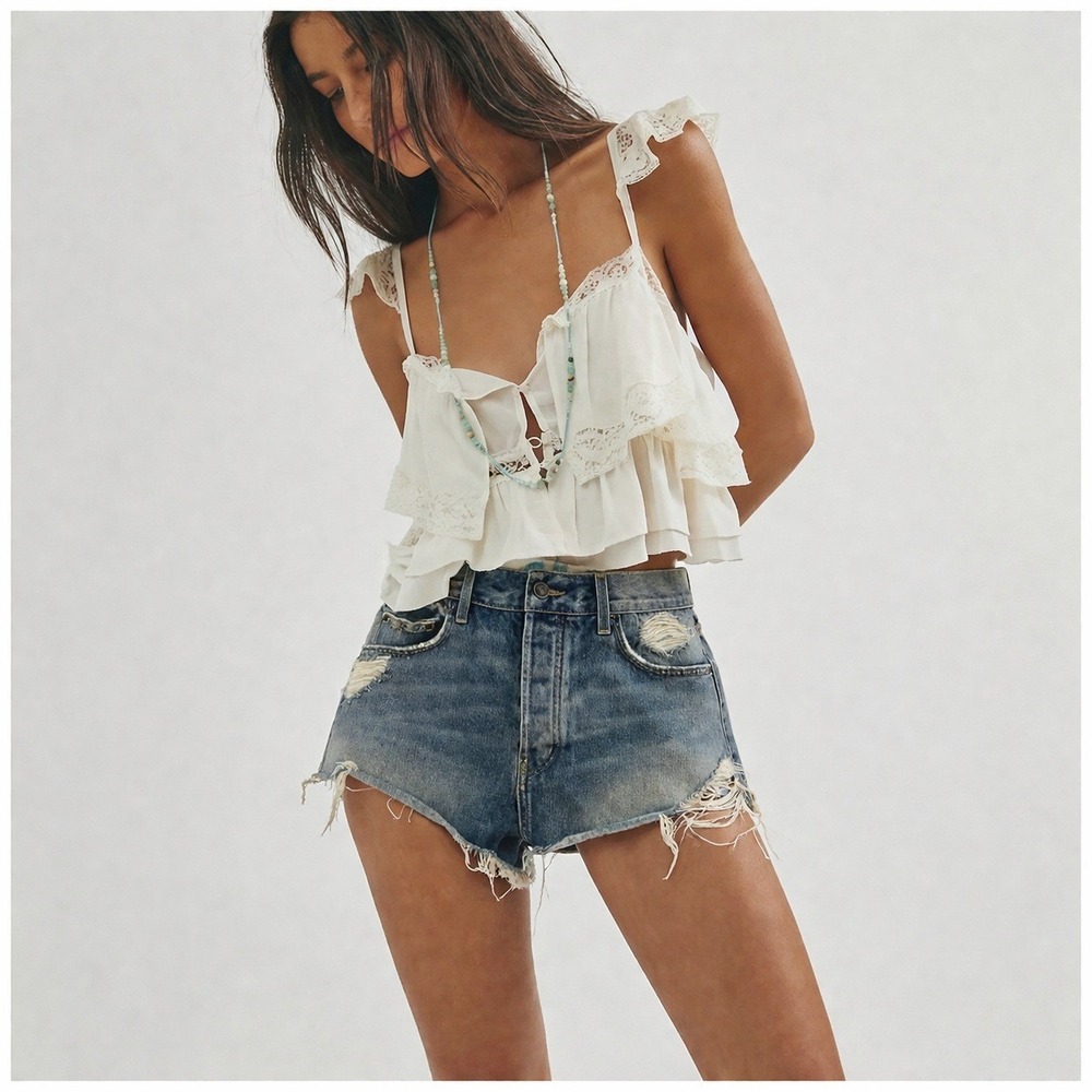 Carmar Denim Jean Shorts Womens Size 28 Cut Off Distressted  Y2K Festival Indie